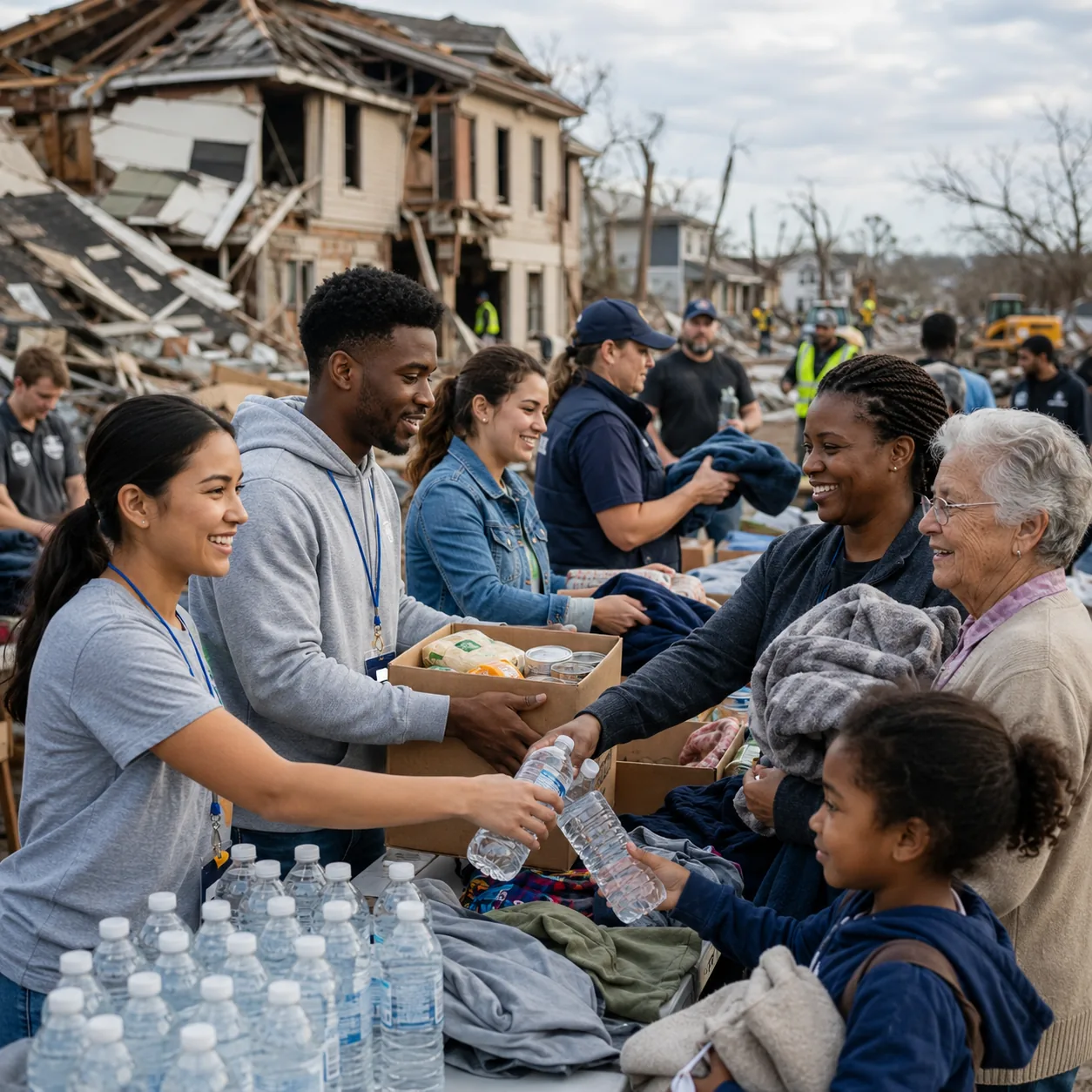 Community members helping one another
