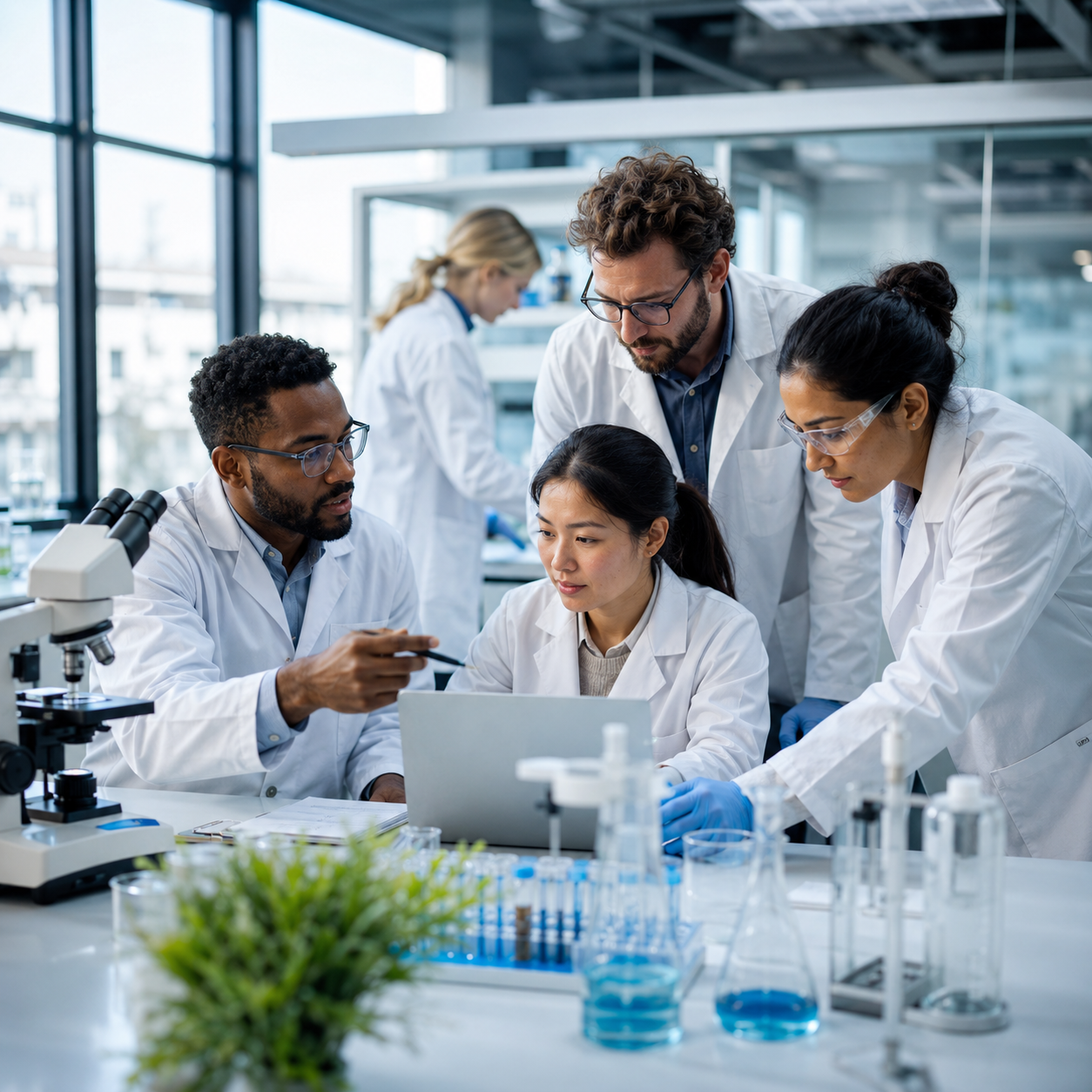 Scientists in a lab working